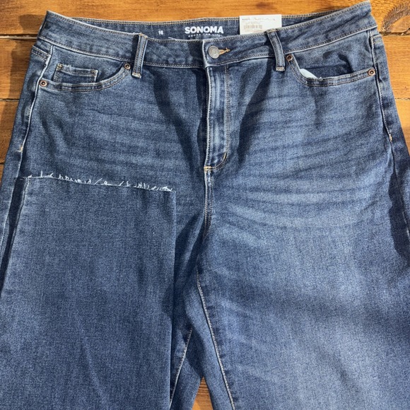Sonoma Denim - Sonoma Jeans Women's 16 (Fits 34x26) Blue Denim Straight Crop High Rise NEW